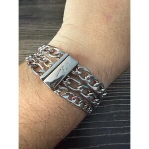 6/$25 Simply Vera Silver Tone Multi-Chain Magnetic Stack Bracelet